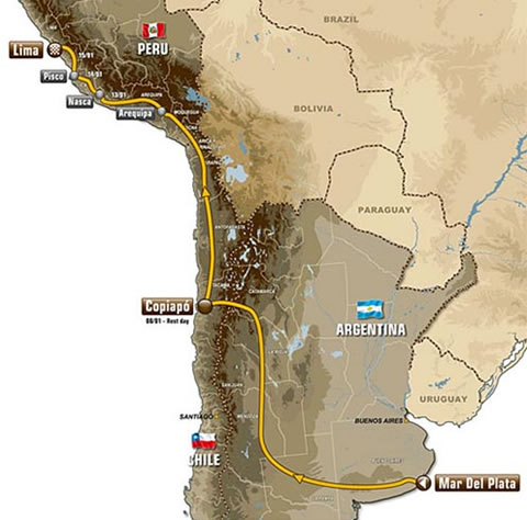 Recorrido Rally Dakar 2012 en La Pampa